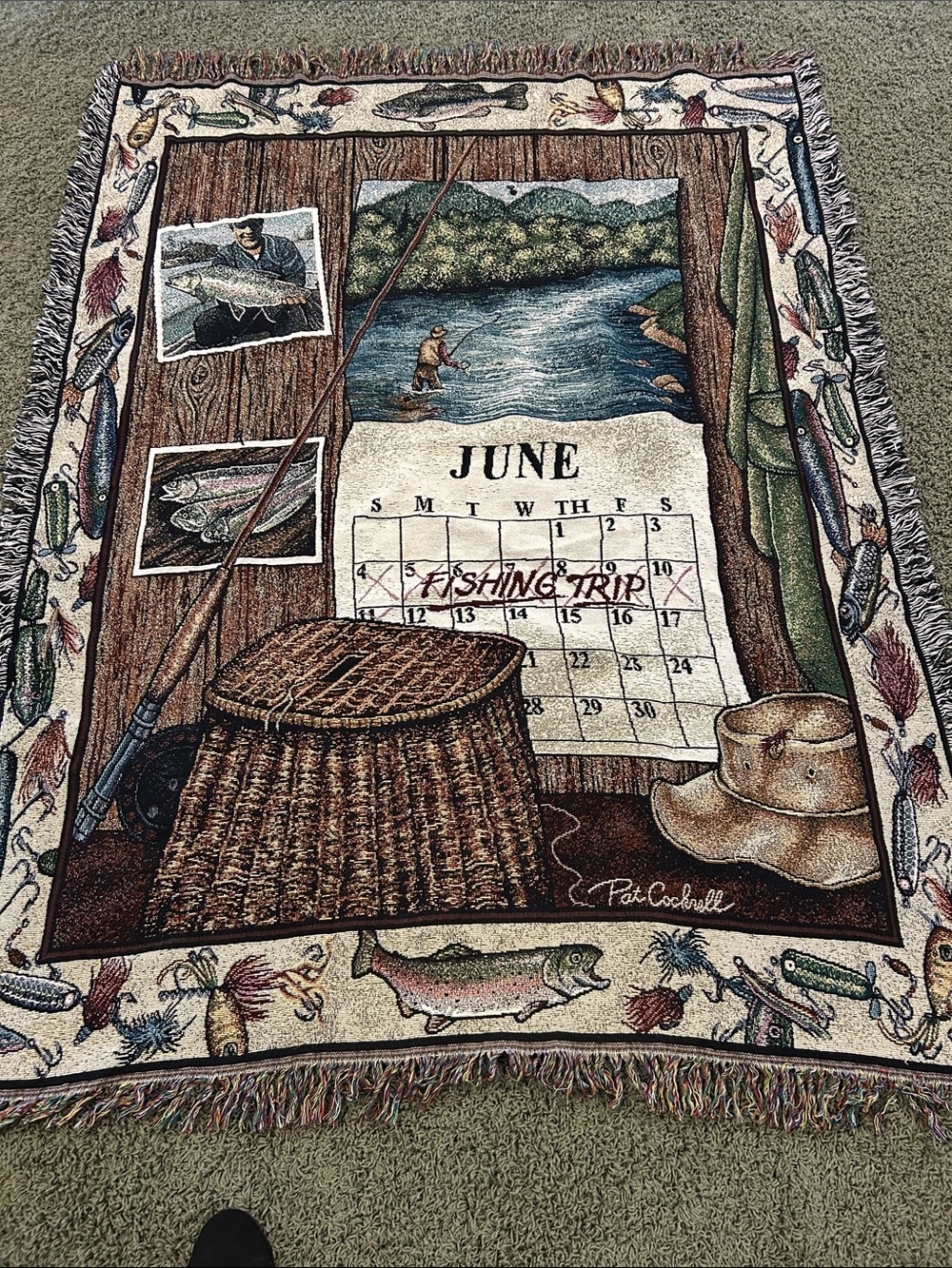 June Fishing Trip Woven Throw Blanket - Multicolor
